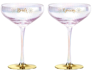 Wedding Coupe Glasses [FLV:Bride & Groom]