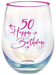 50th Foil Stemless Glass