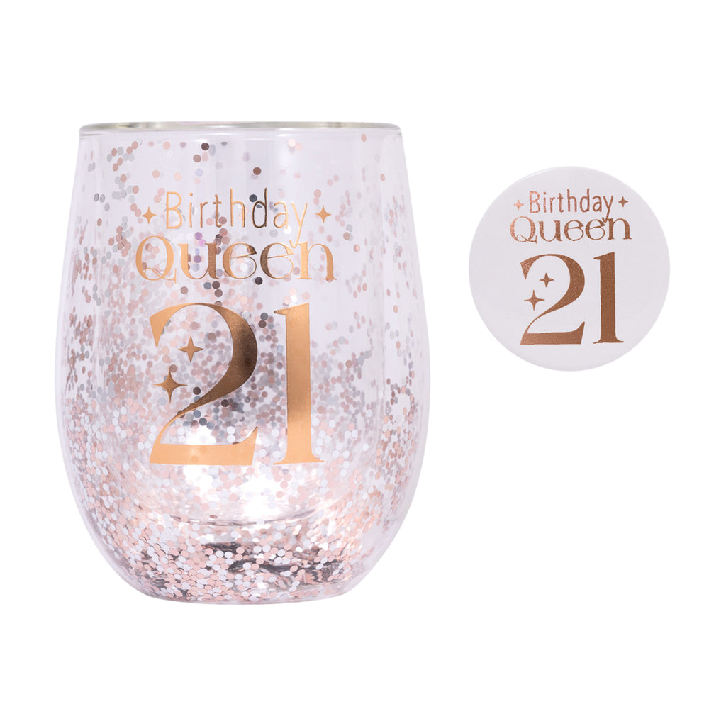 21st Celebration Glass & Badge