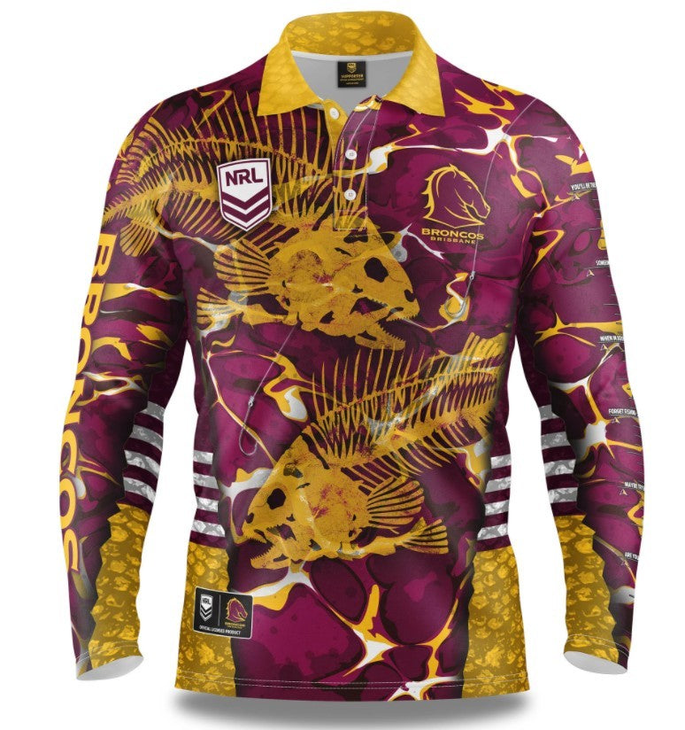 Brisbane Broncos Fishing Shirt [SZ:XL STY:Skeleton]