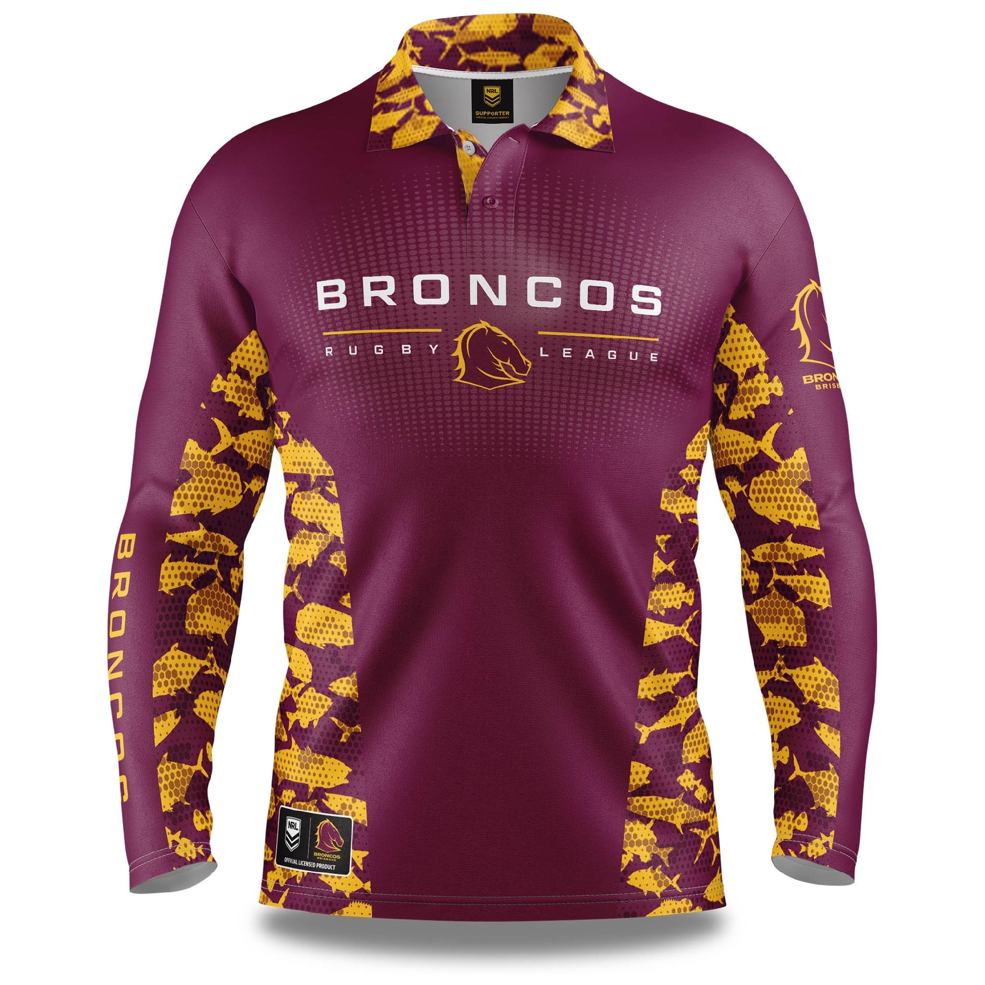 Brisbane Broncos Fishing Shirt [SZ:Small STY:Reef Runner]