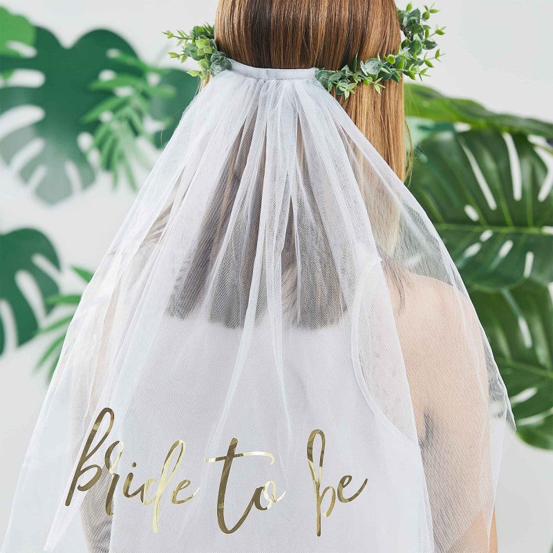Botanical Bride To Be Crown with Veil