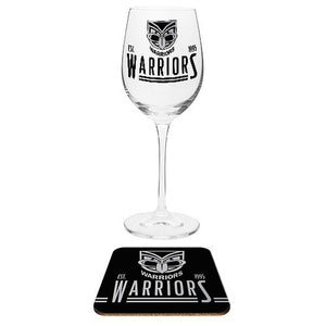 New Zealand Warriors Wine Glass & Coaster