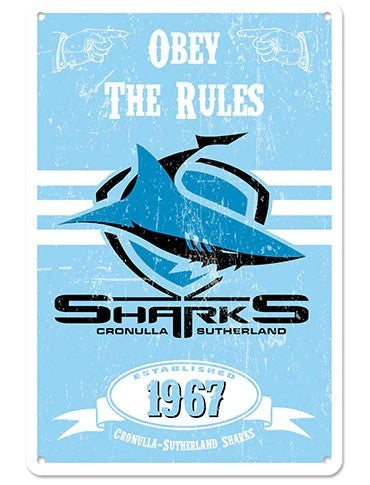 Cronulla Sharks Retro Tin Sign