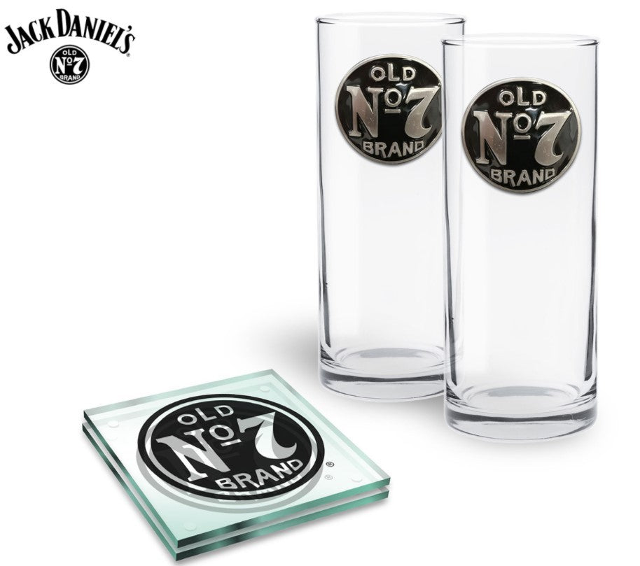 Jack Daniels Highball Glasses & Coaster Set