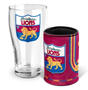 Brisbane Lions Pint Glass & Cooler