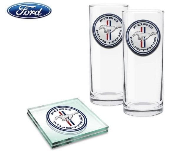 Ford Highball Glasses & Coasters Pack