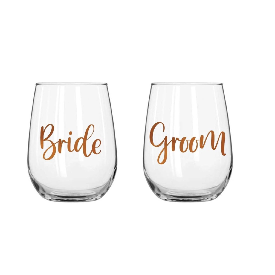 Bride / Groom Stemless Glasses Set
