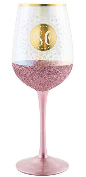 70th Birthday Pink Glitterati Glass