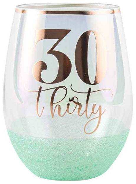 Glitter Stemless 30th Glass